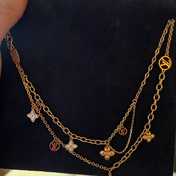 Authentic Louis Vuitton Blooming Strass Choker Layered Charm Necklace - Picture 4 of 11